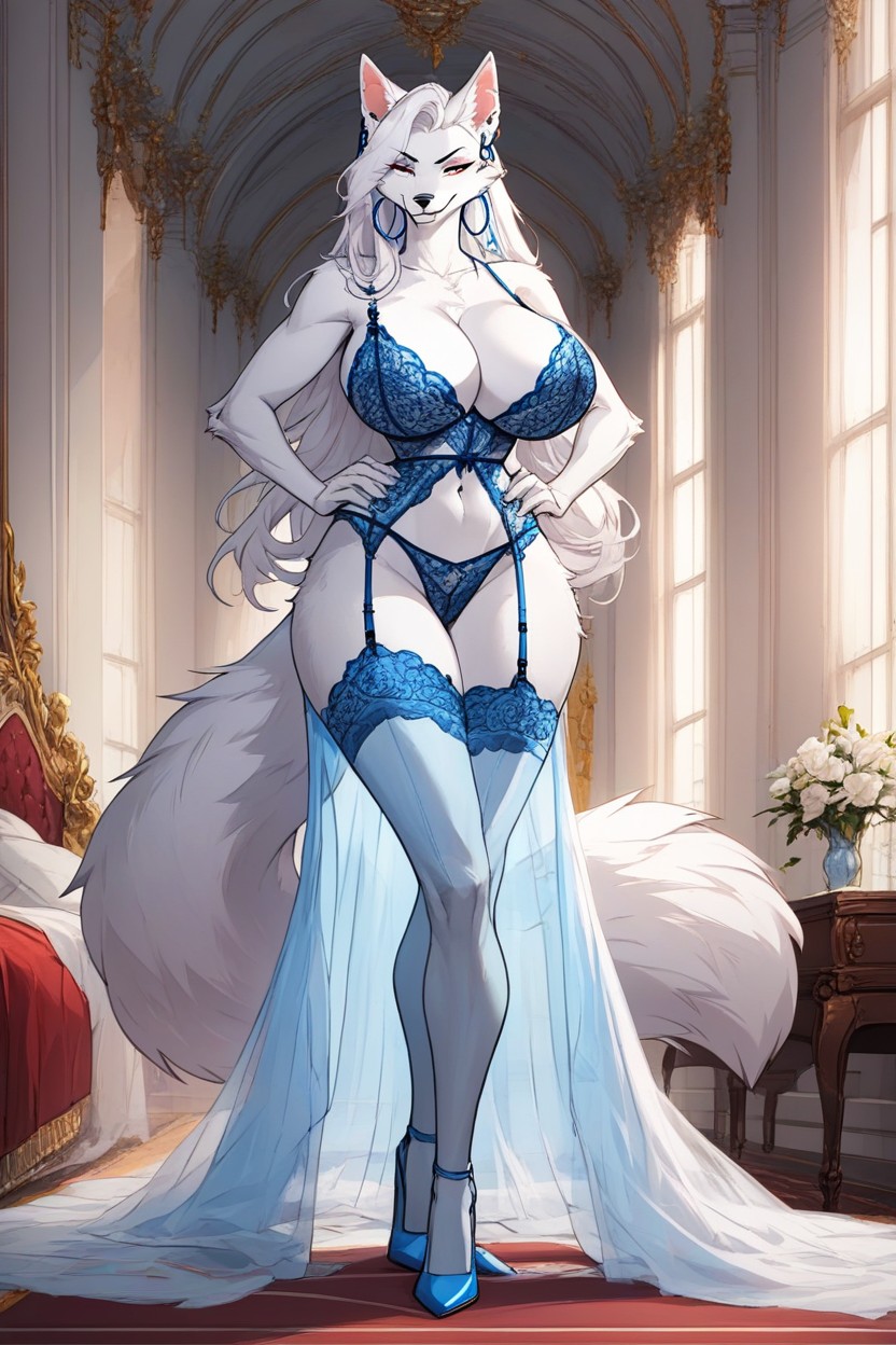 Waist, Hoop Earrings, Huge Breasts Furry AI Porn