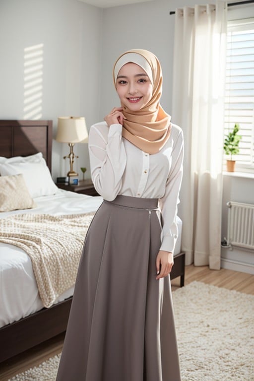 Long Skirt, 18, HijabAIポルノ