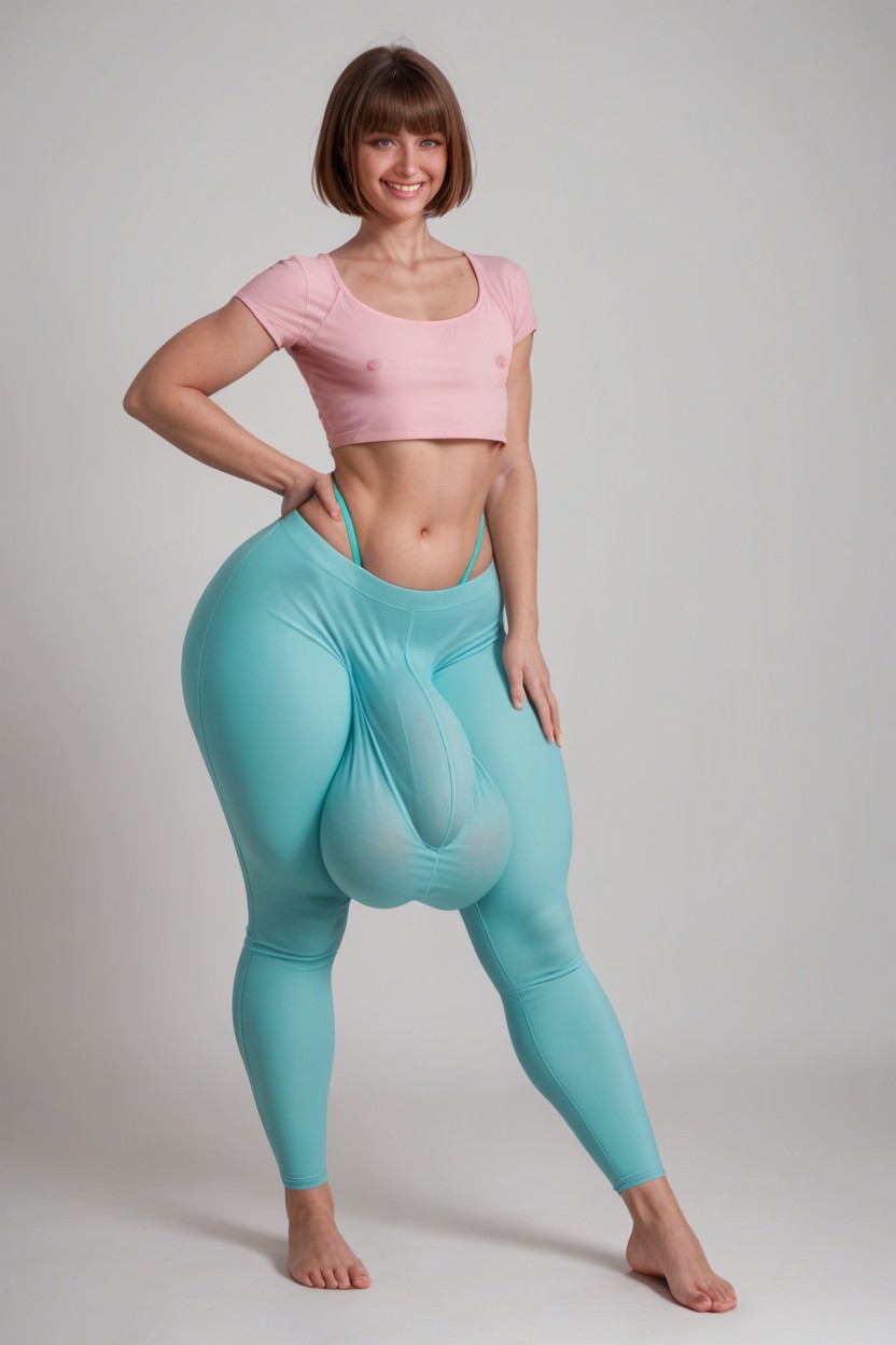 Thick Legs, Almost Visible Through Clothes Thong, Waist Shemale AI Porn