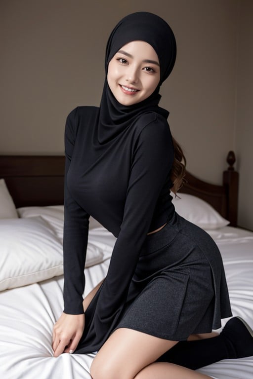 Long Skirt, 18, Hijab Pornografia de IA