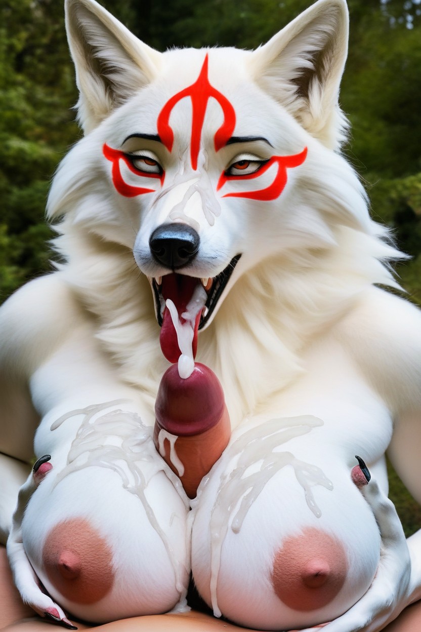 Fluffy Huge Big Large Breast, A Lot Of Cum On Tongue, Large Breast Furry AI Porn