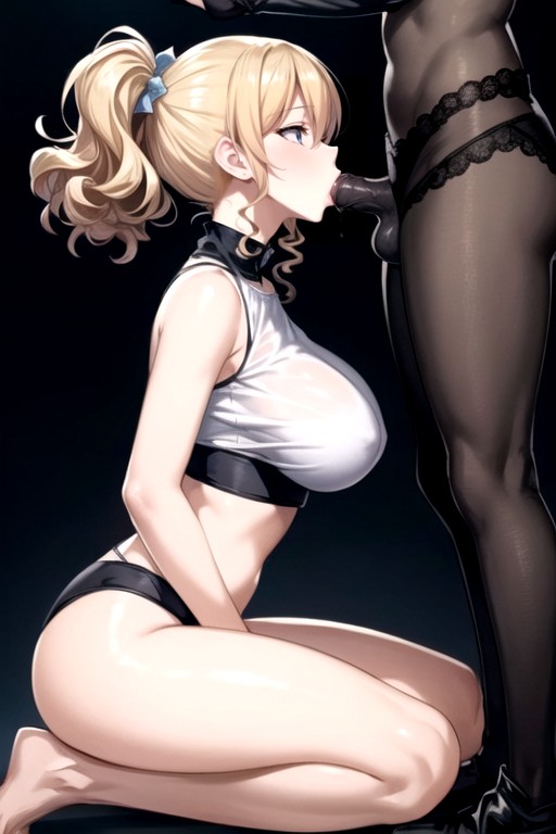 Hair And Curly And Blonde With Side Swept Bangs That Cover Her Right Eye, Body Should Be Curvy And Hourglass Shaped With Large Round Breasts That Are Perky And Naturally Firm And A Waist And Wide Bearing Hips And Thighs, 오럴섹스 (tercera Persona)Porno AI Hentai