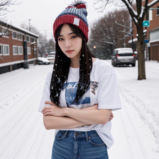 Snowing, K-pop Idol, Arms Crossed AI Porn