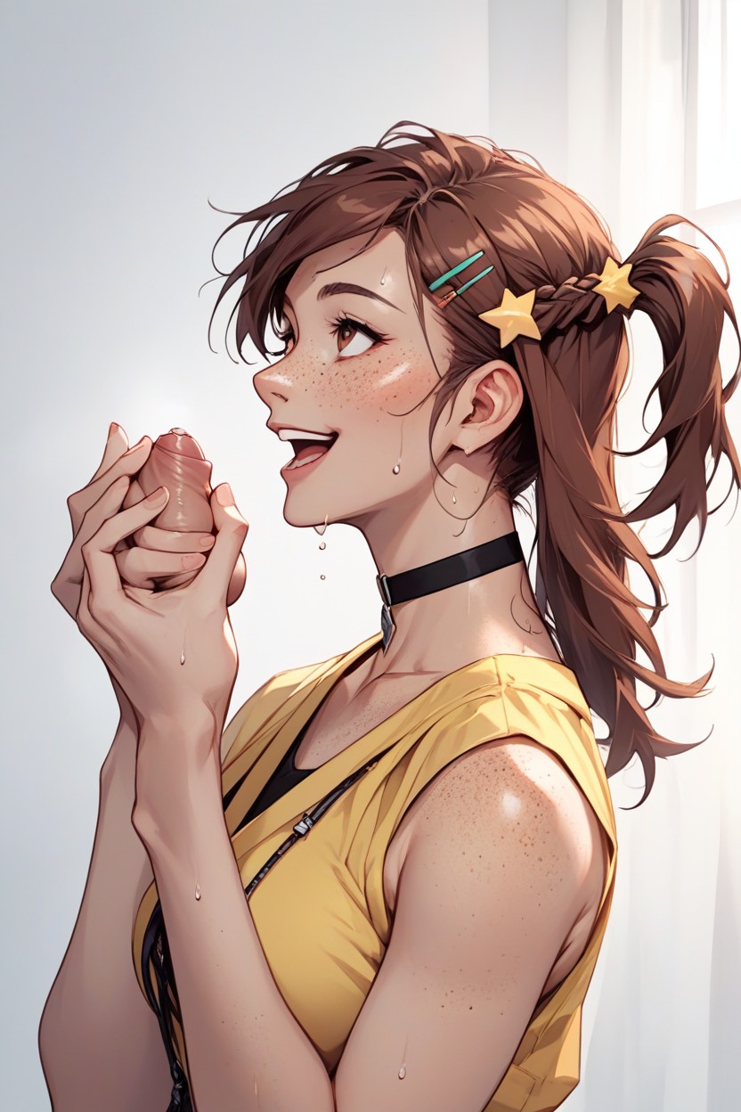Choker, 汗だく, Fair Skin AIポルノ