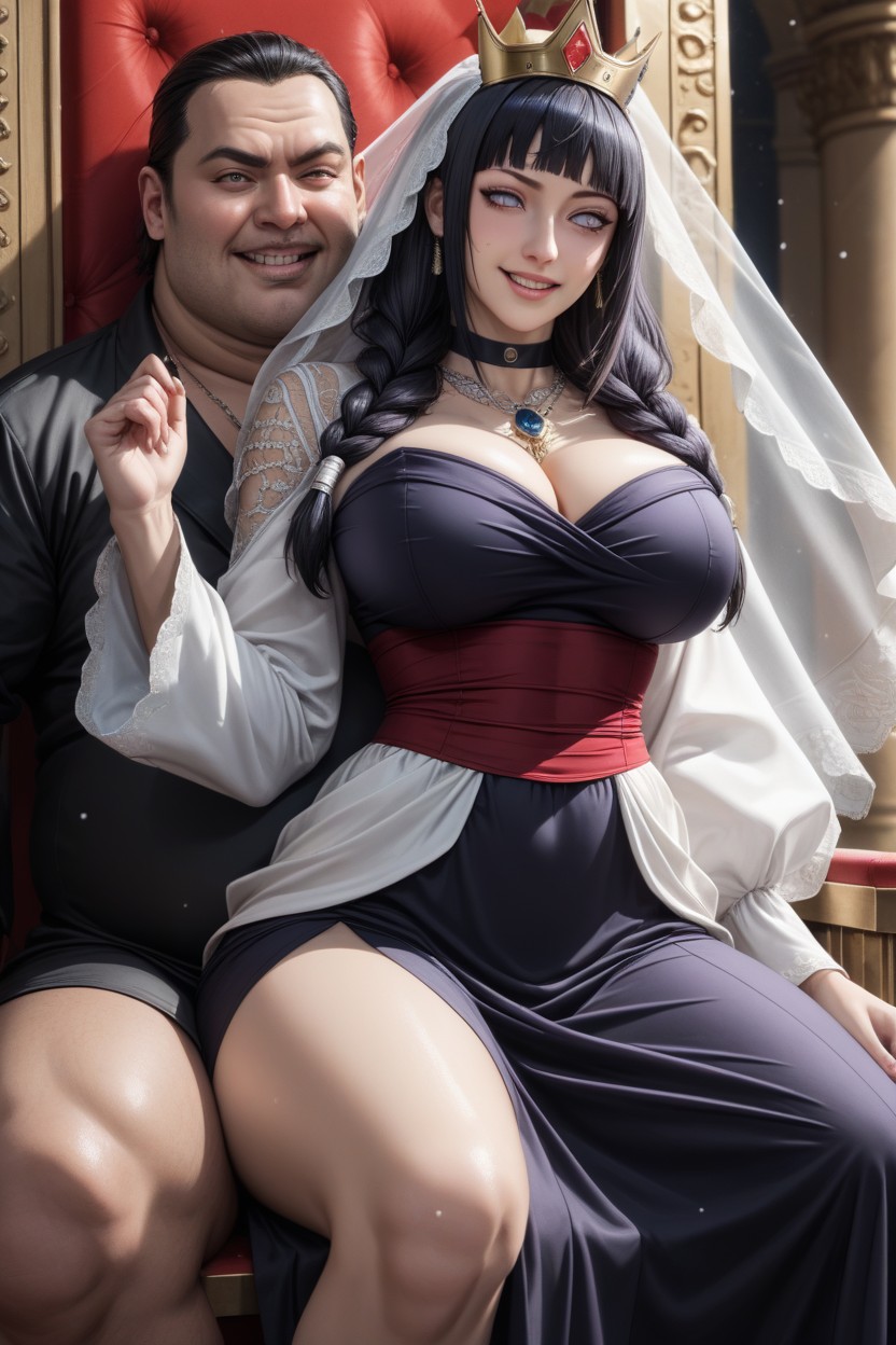 Beach Bag On Her Shoulder, Massive Fat Man With Evil Smile, 2 People Hentai AI Porn