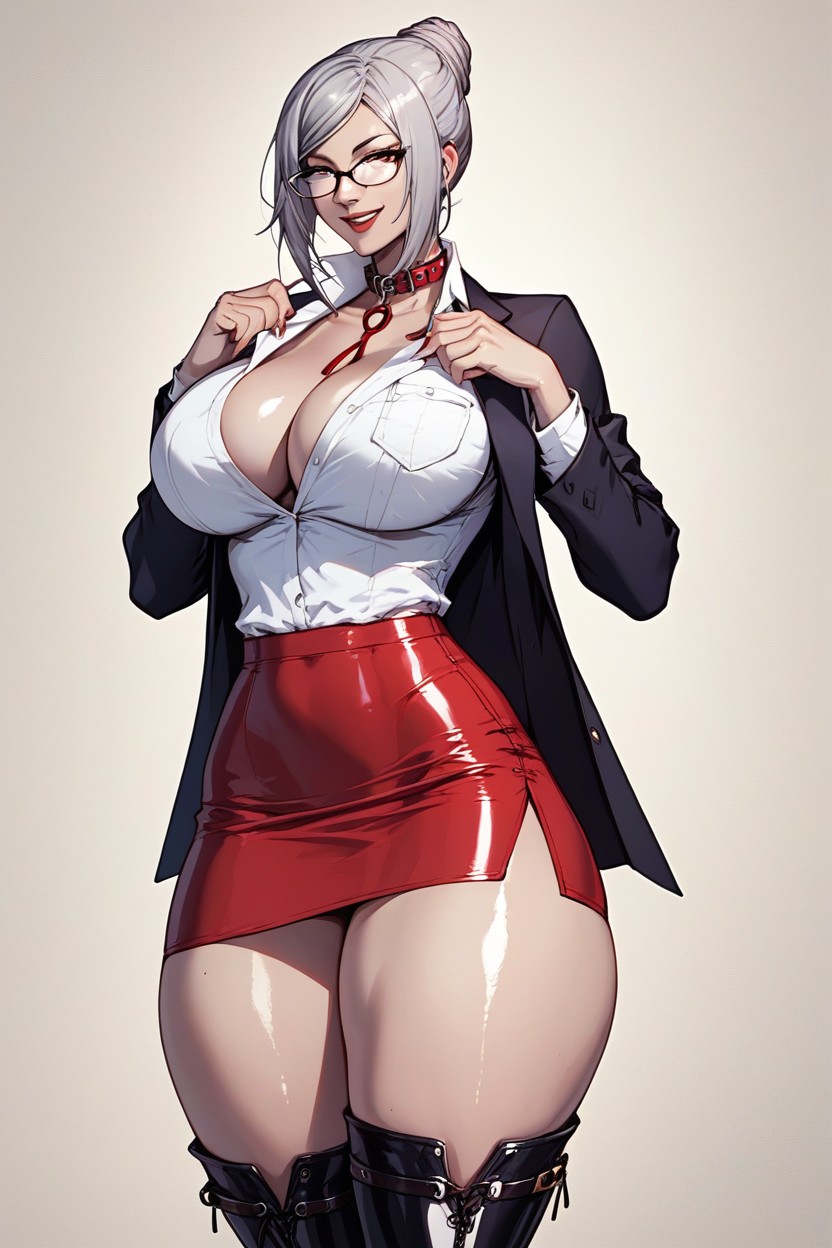 Happy, Thick Thighs, Cleavage Hentai AI Porn