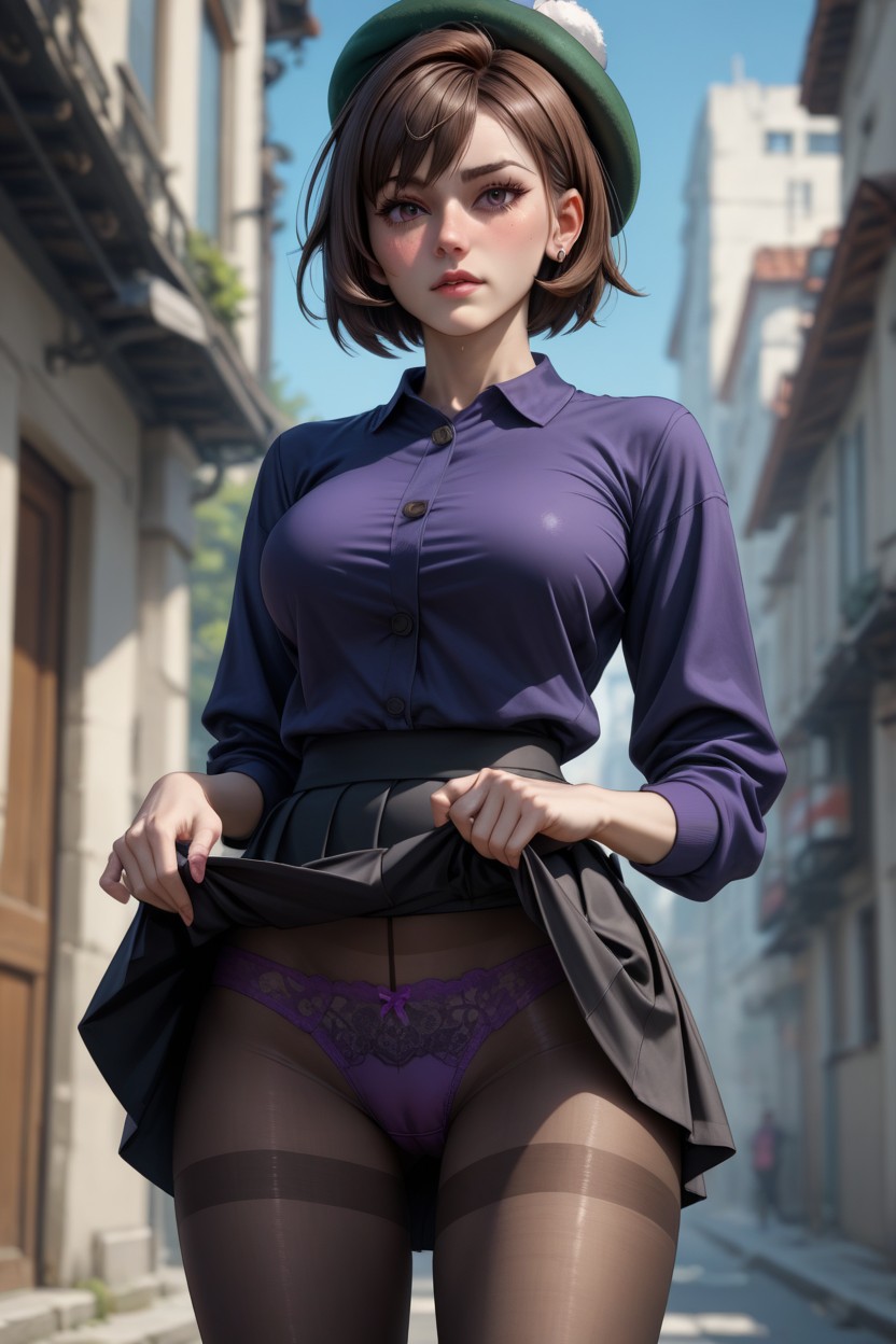 Tight Fitting Conservative Clothes, Black Skirt, Gloria From PokemonAI黄片