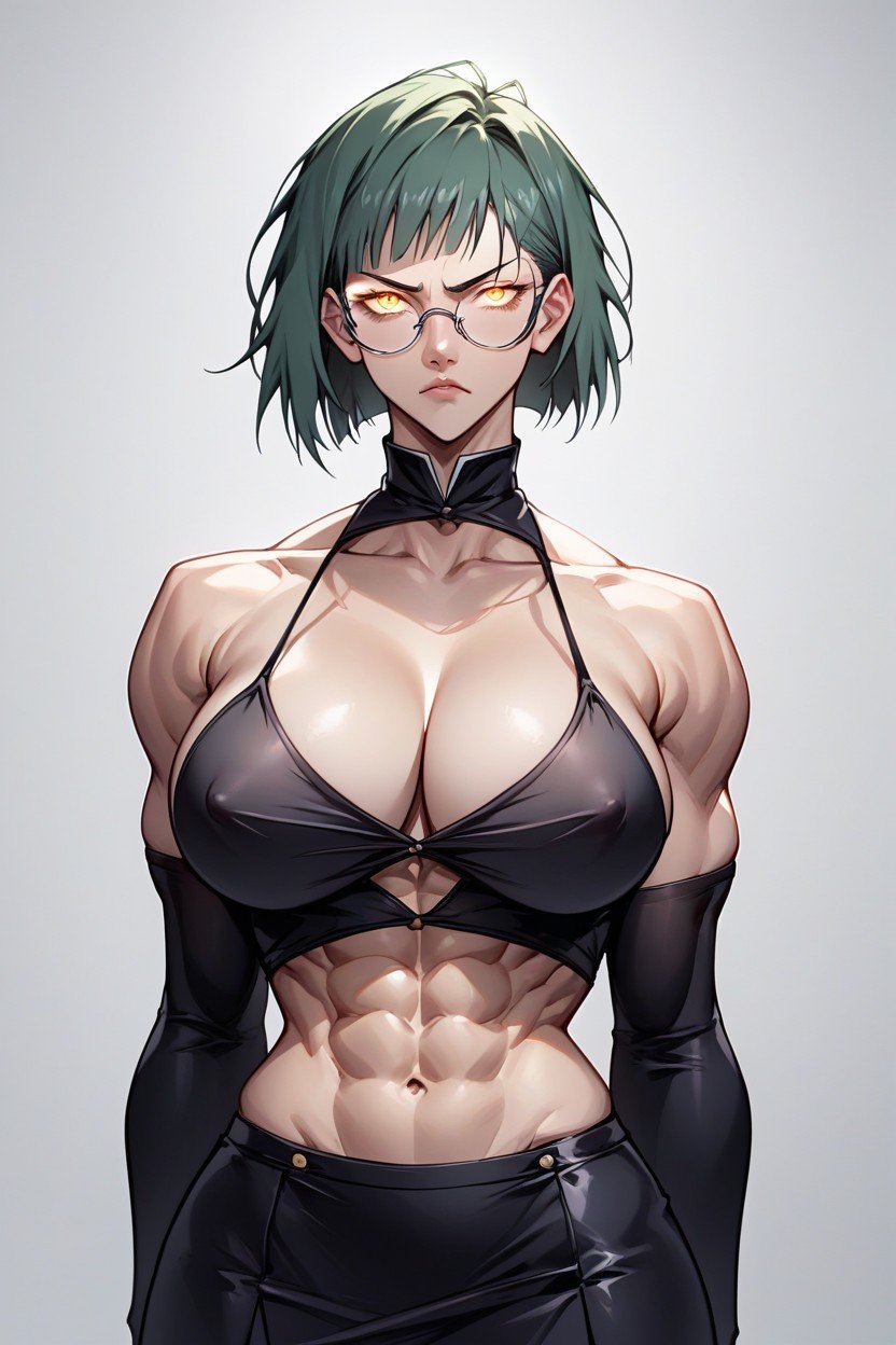 ウエストショット, 1人, Large Rounded BreastsAIポルノ