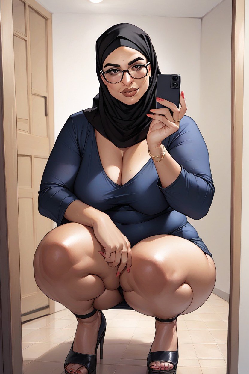 Bbw, Squatting, Looking At Viewer Hentai AI Porn