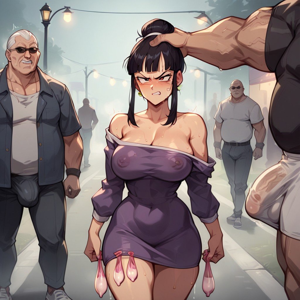 Off-shoulder, Disgusted, Walking Down Street In Rain Covered In Cum AI Porn