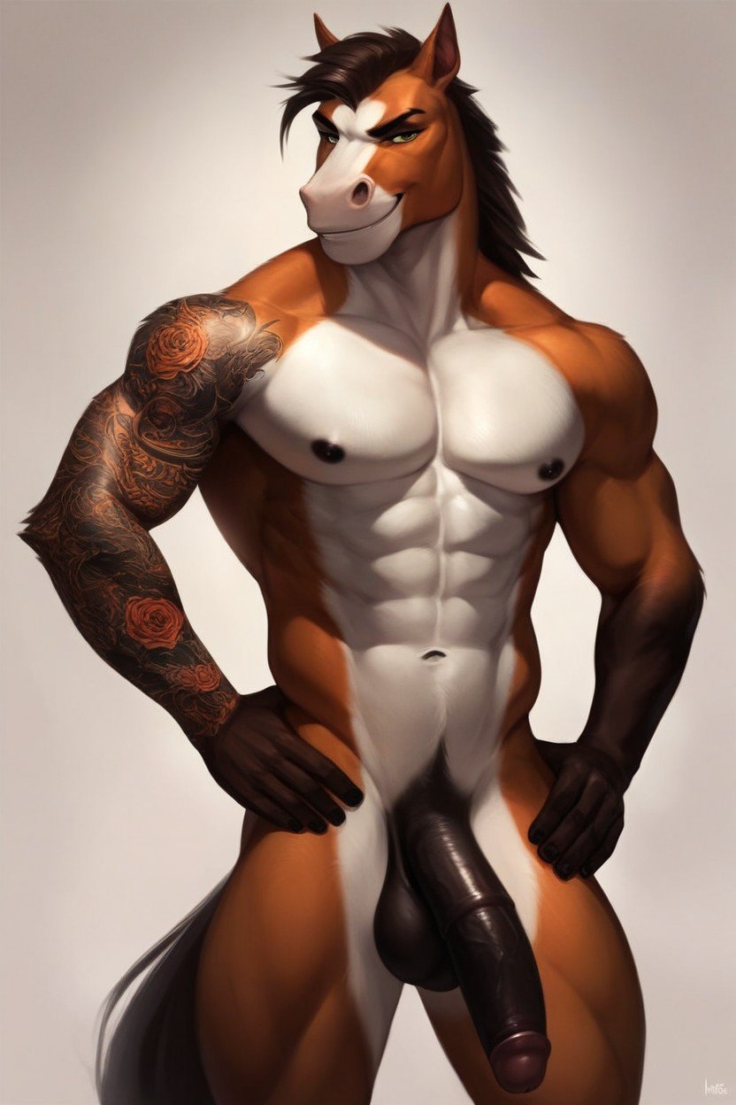 Hands On Hips, Large, Horse Furry AI Porn