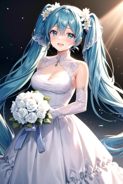 Hatsune Miku Wedding Dress, ウェディングドレス, 夜明けAIポルノ