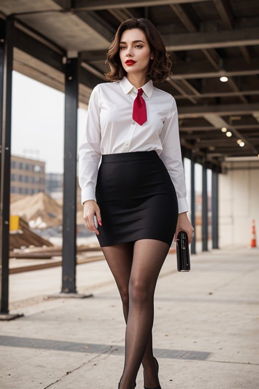 In The Construction Site, Wearing Tights, Wearing TiePorno AI