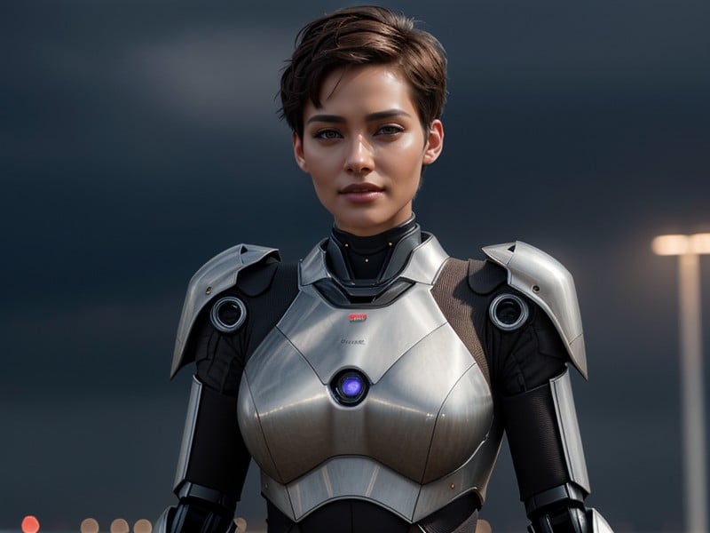 Pixie Cut, Robot Armor, Navel Exposed AI Porn