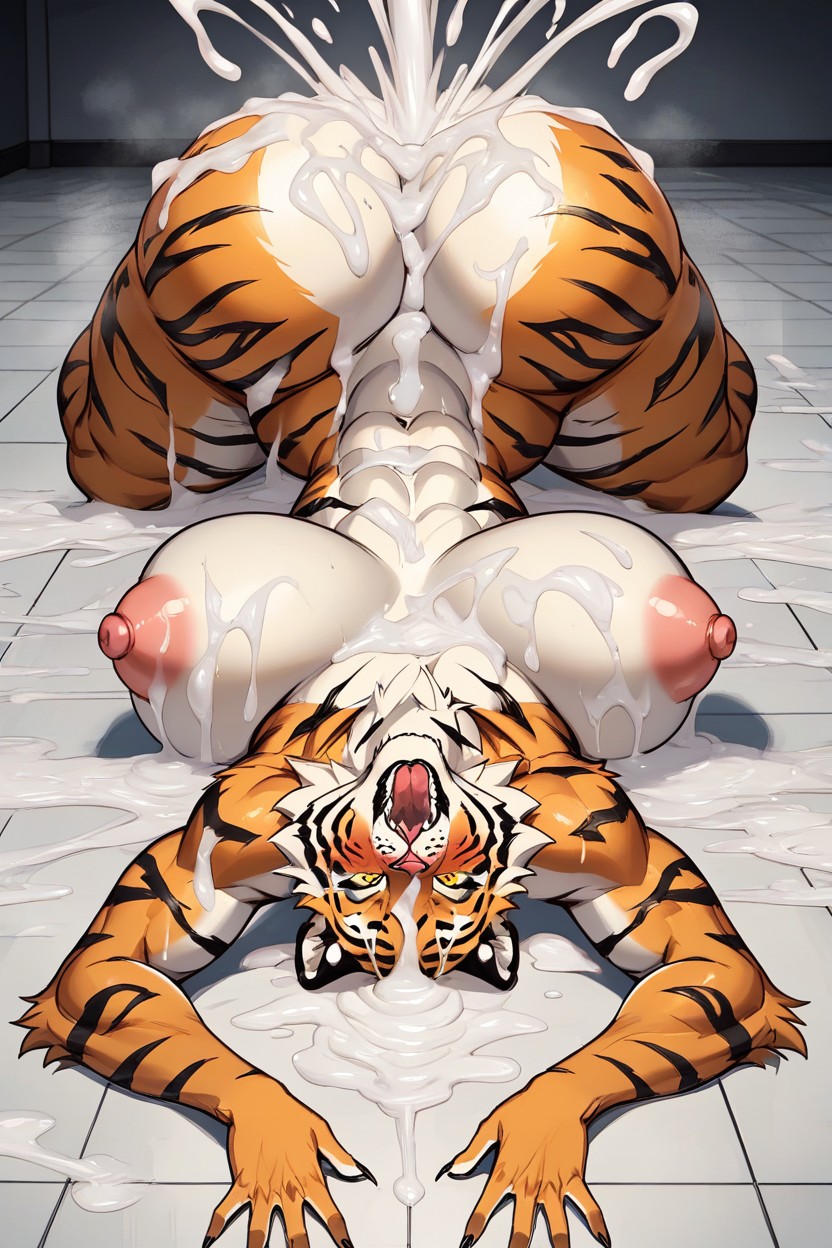 Many Cum Arround, Black Cock, Hourglass Body Shape Furry AI Porn