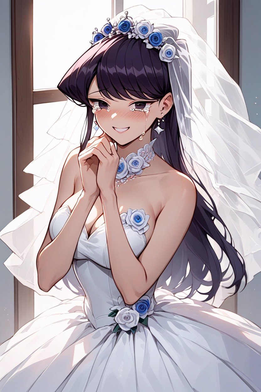 Komi Shouko, Robe De Mariée, Pleurer De JoiePorno IA