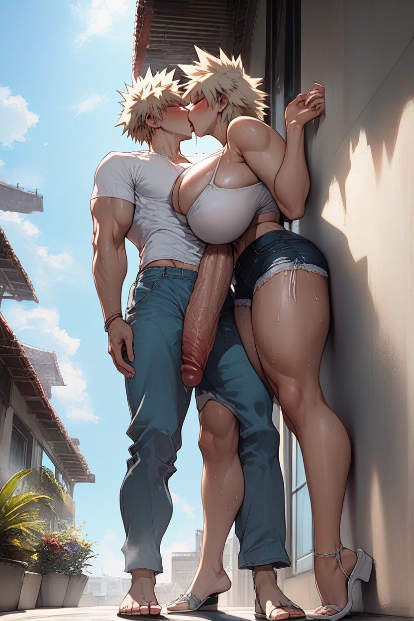 Kiss With Tongues, Profuse Sweat, Cuerpo CompletoPorno AI Hentai