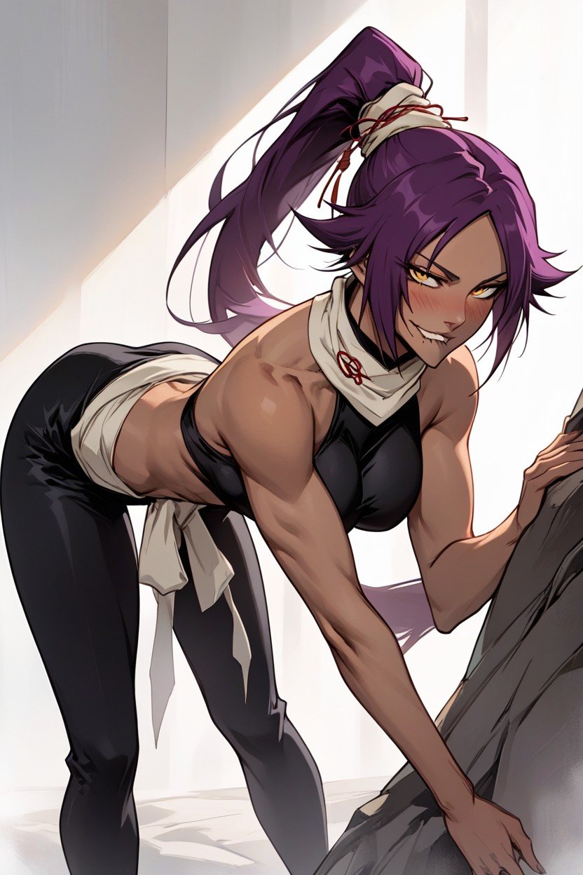 Biting Lip, Yoruichi Outfit Bleach, Bending Over Hentai AI Porn