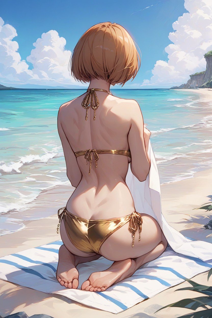 Chie Satonaka, Kneeling On Towel, ビーチファーリーAIポルノ