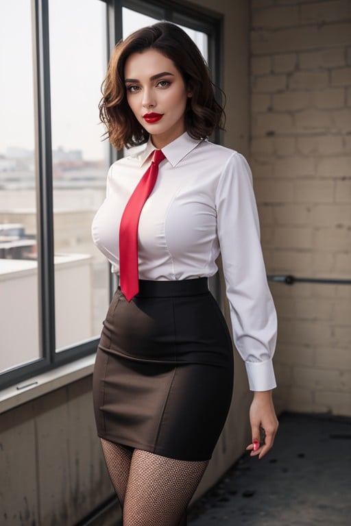 Night, Full Body Angle, Office Shirt Shemale AI Porn