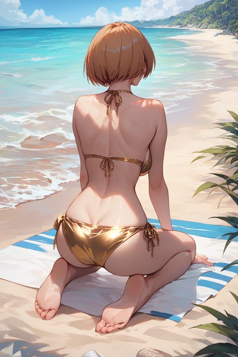 전신, Gold Bikini, 무릎꿇기퍼리 AI 포르노