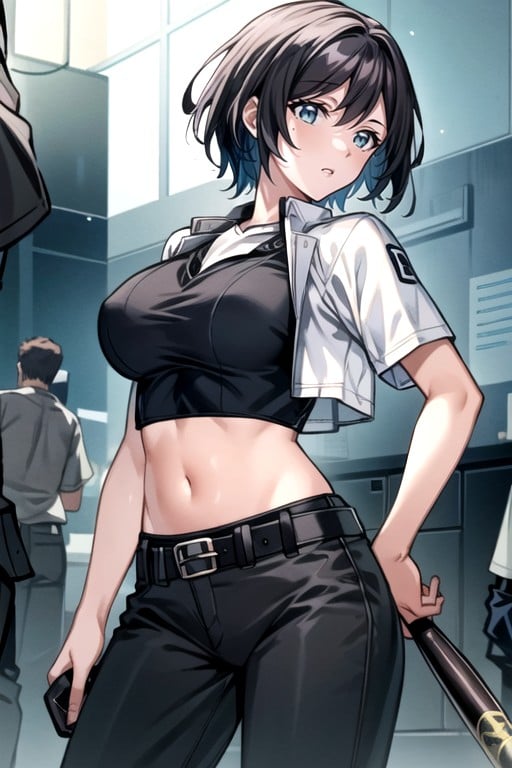 Office Pants, Navel Exposed, Baseball Uniform Hentai AI Porn