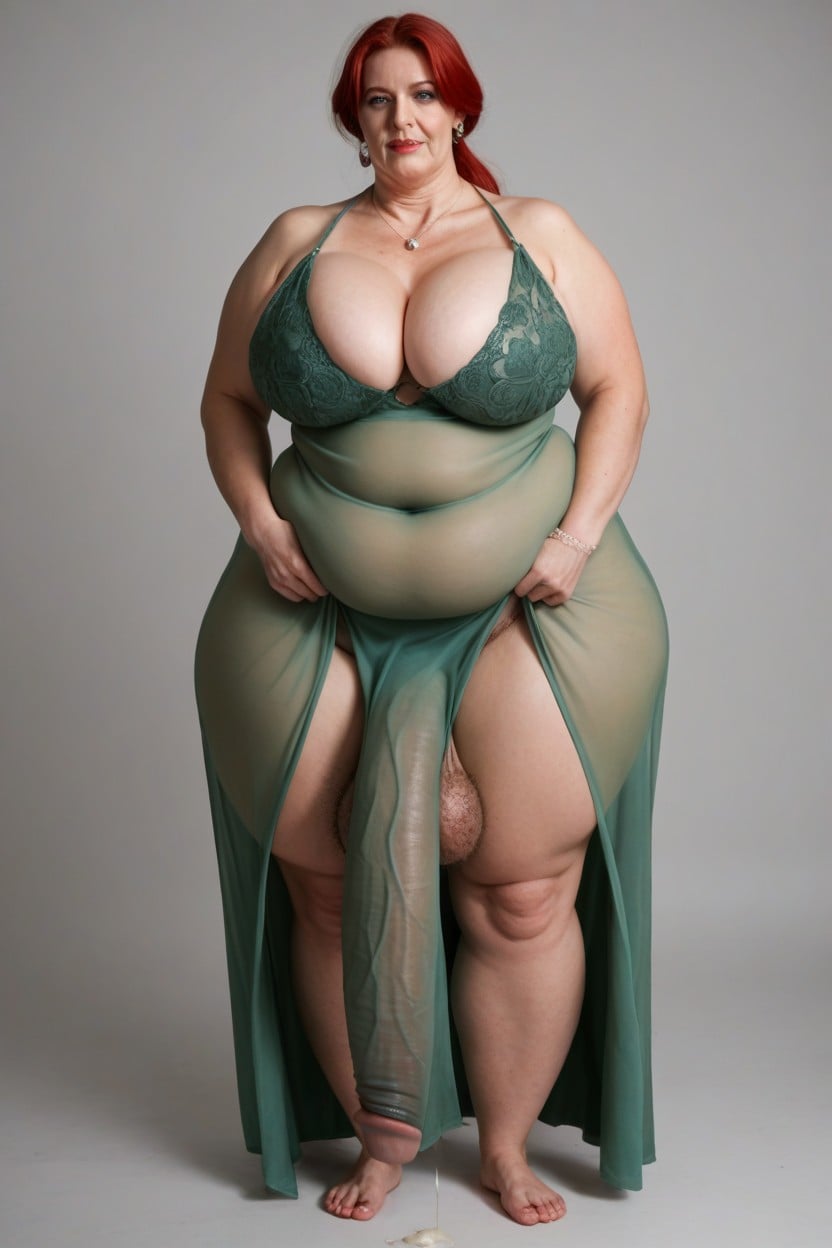 Flaccid Penis, Front View, Long Hair Shemale AI Porn