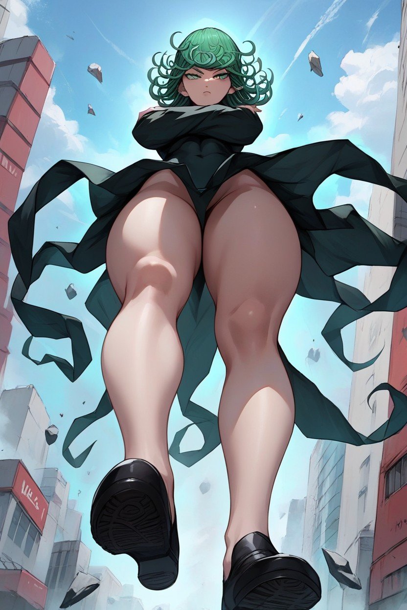 Thick Thighs, Ruined City, Tatsumakione Punch Man Hentai AI Porn