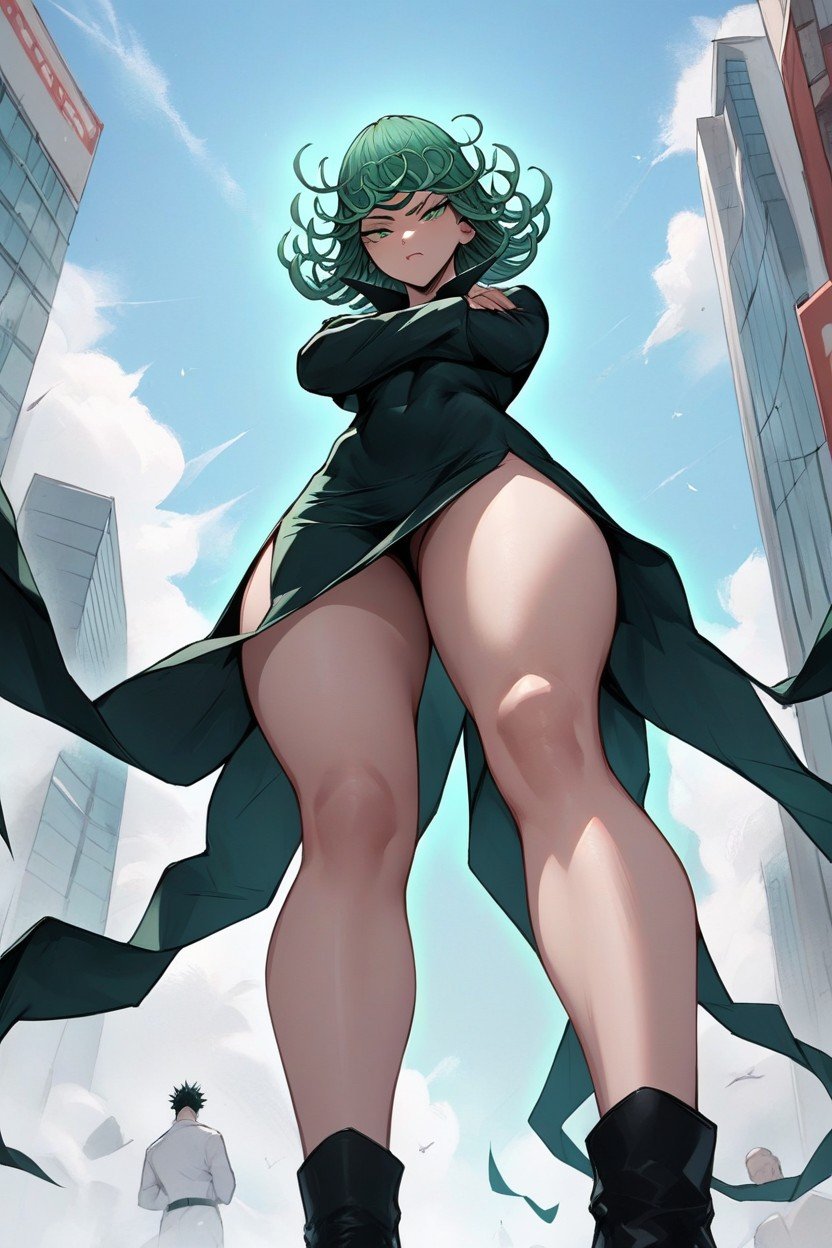 Upskirt, Thick Thighs, Tatsumakione Punch Man헨타이 AI 포르노