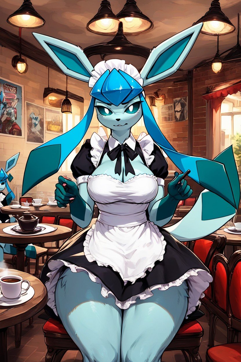 Thick Thighs, Tea Party Style Glaceon, Cafe Furry AI Porn