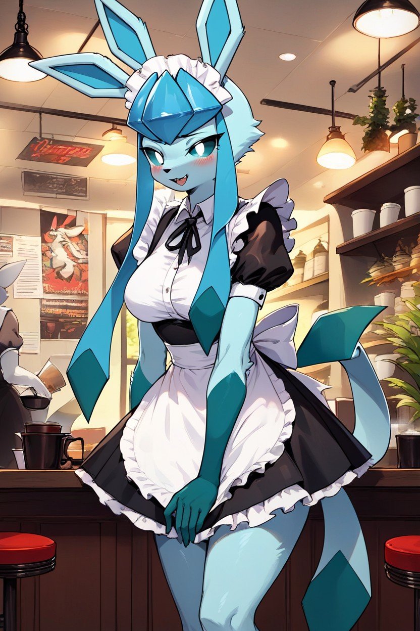 Cafe, 1 Person, Glaceon Furry AI Porn