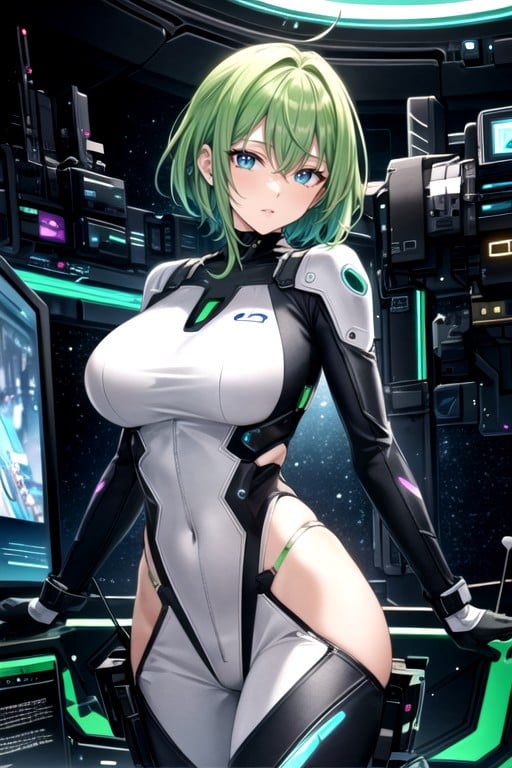 Small Breast, Green Hair, Pixie Cut AI Porn