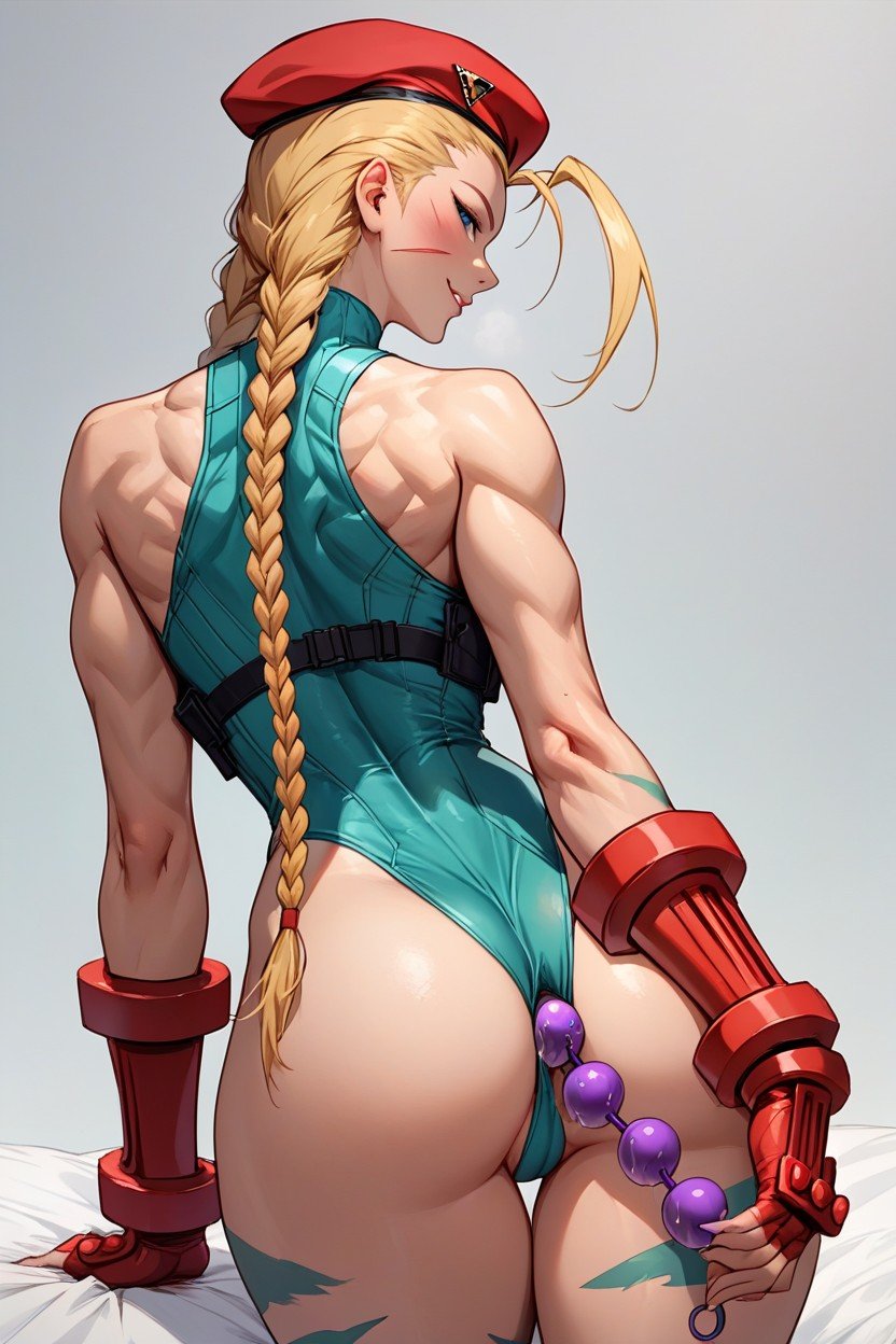 Fundo Simples, Seductive Pose, Cammy From Street Fighter Pornografia de IA