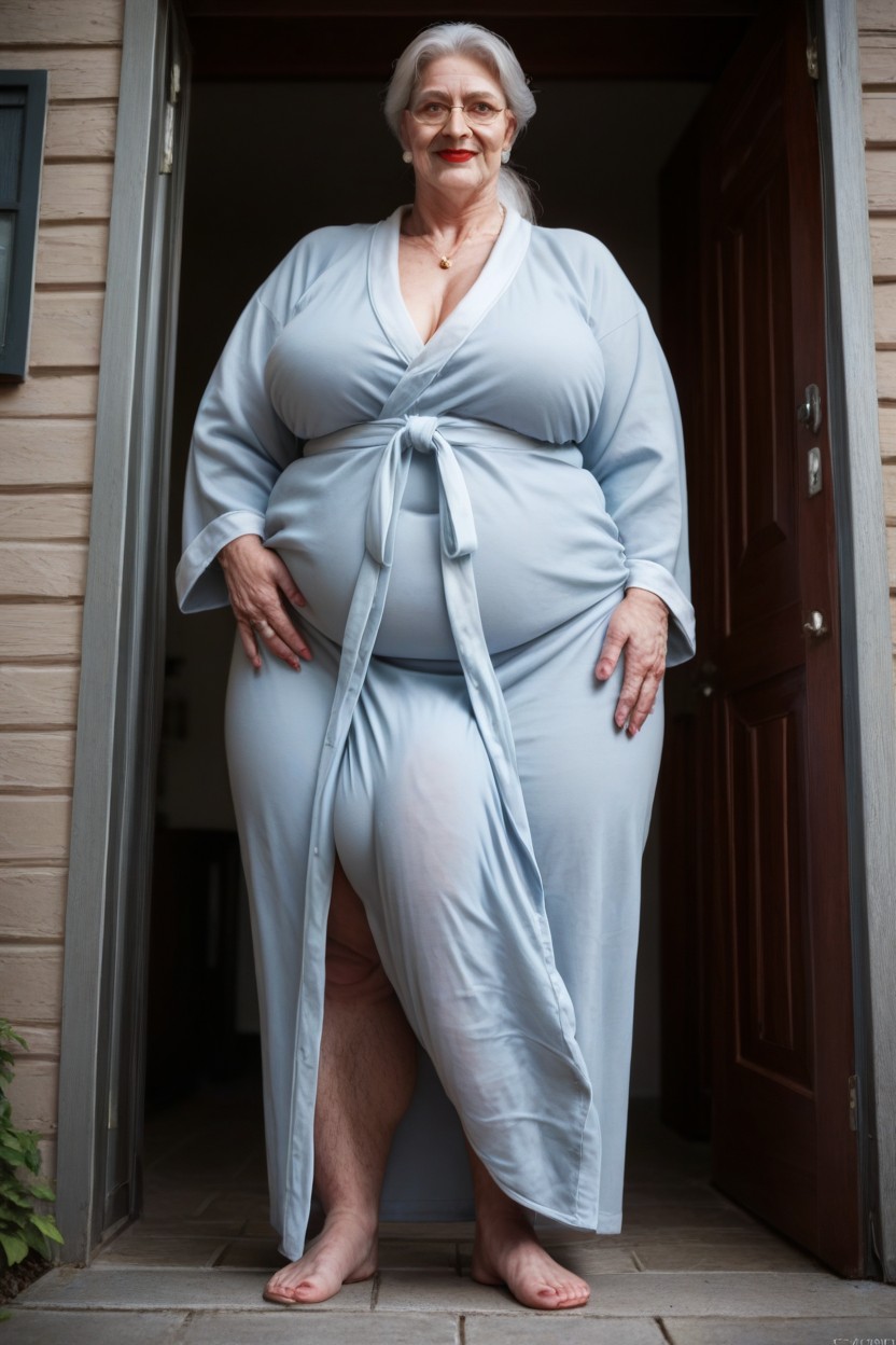 Ponytail, Gigantic Saggy Breast, Big Belly Shemale AI Porn