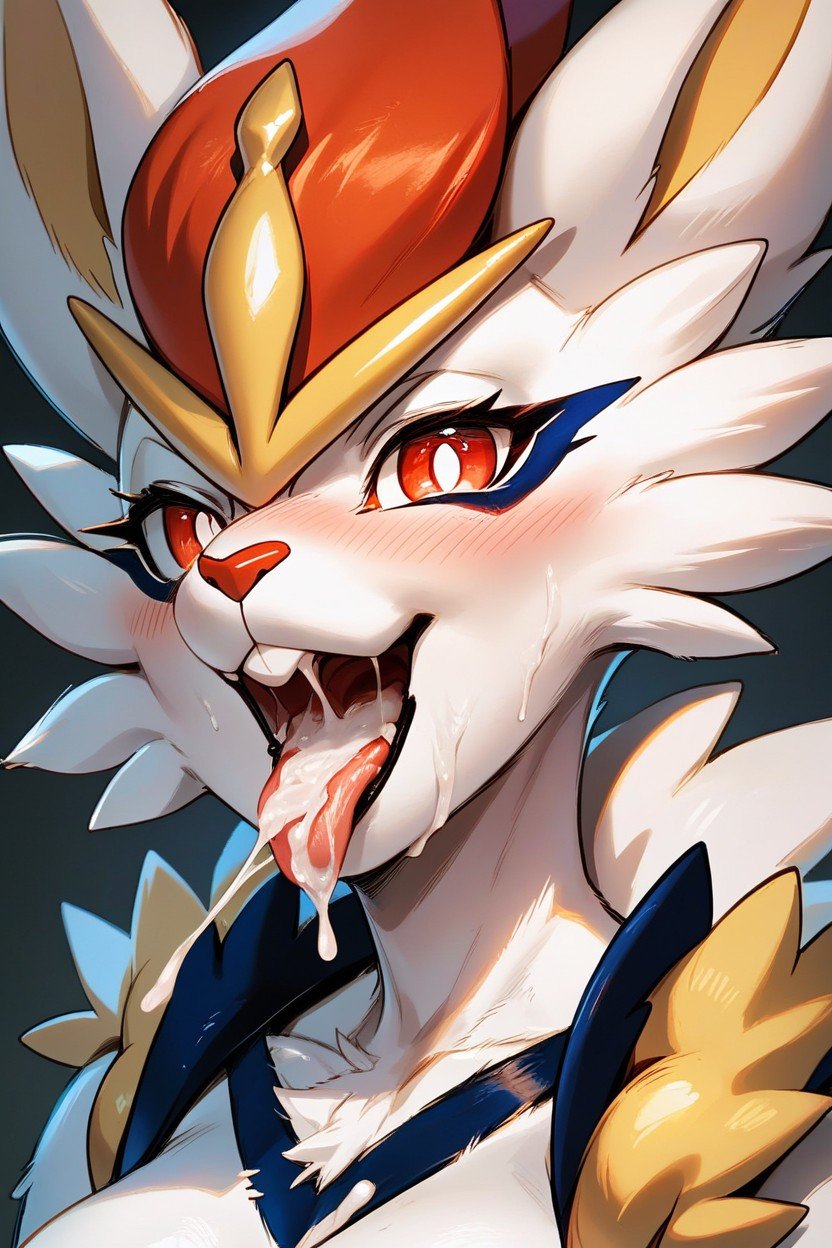 Close Up, Cum, Mouth Open Furry AI Porn