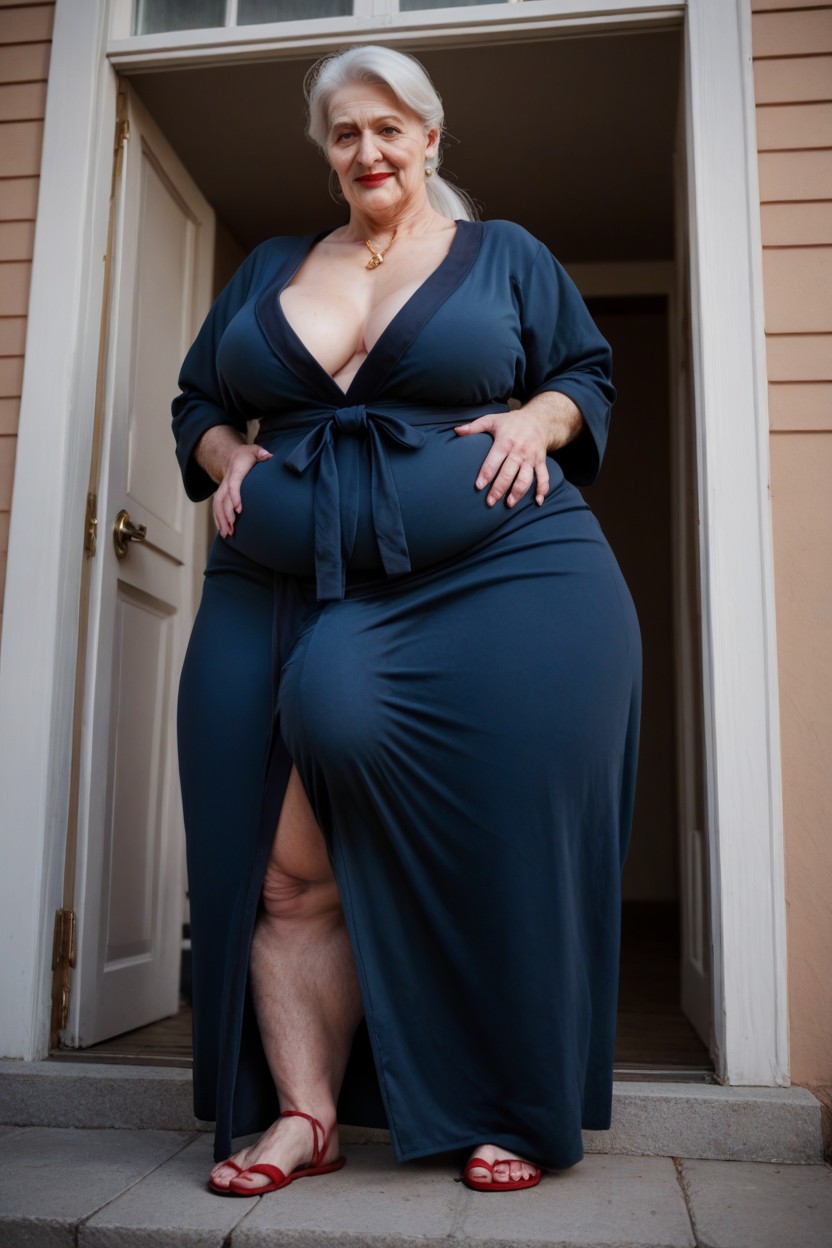 White Hair, Obese, Pale Skin Shemale AI Porn