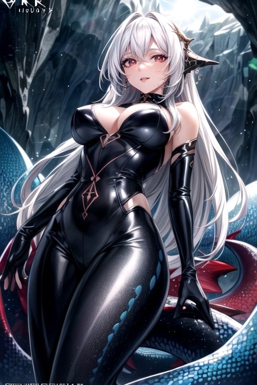 White Hair, Piercings, Latex Suit人妖AI色情