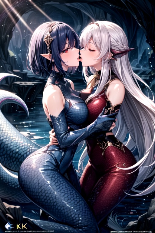 Young Woman Monster Lamia, 夜, PiercingAIポルノ