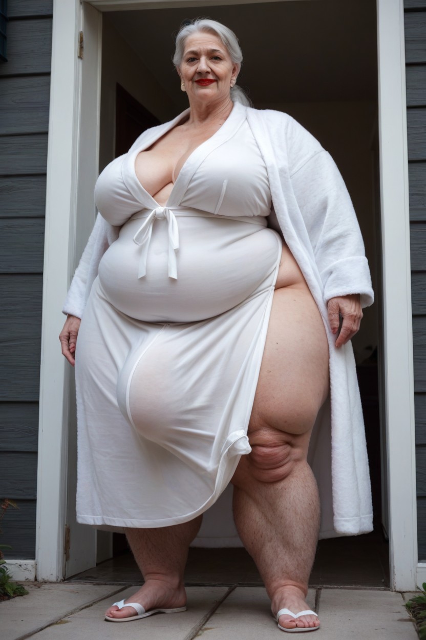 White Hair, Bottom Up, Gigantic Shemale AI Porn