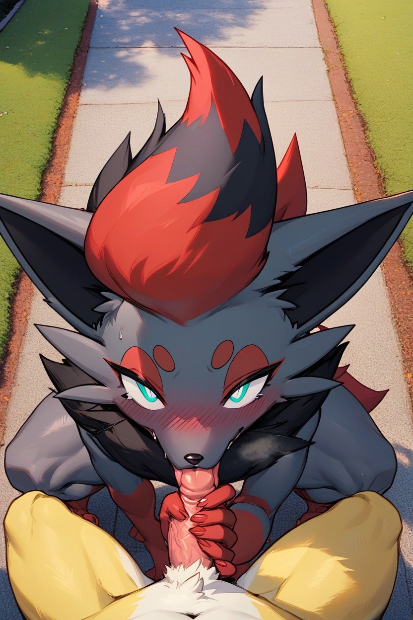 Licking Tip, Zorua From Pokemon, SquatPorno IA Furry