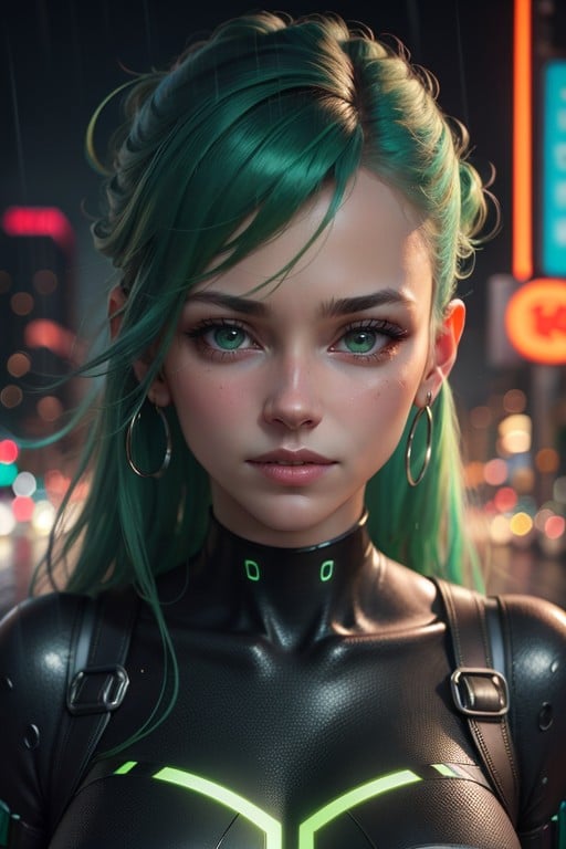 Cute, Cyberpunk City, Small Breast AI Porn