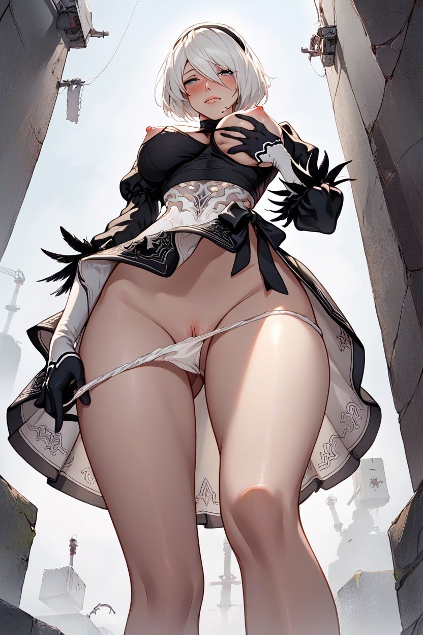 치마를 들어올리다, Yorha B, 큰 엉덩이퍼리 AI 포르노