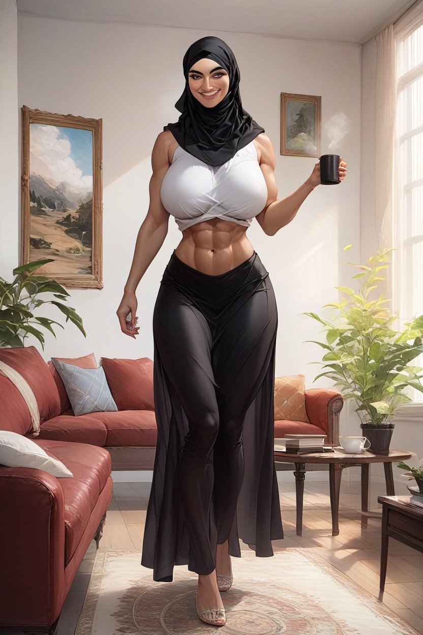 Living Room, Massive Breast, Arab AI Porn