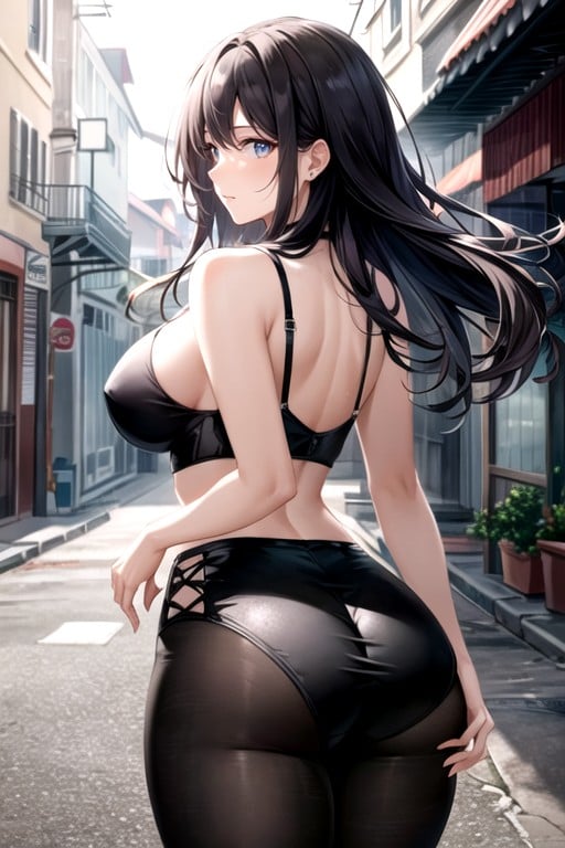 Thick Anime Woman With A Delicate Frame, Grunge Inspired Ensemble Of Tight Vinyl Junk Shorts, Full HeightPorno IA Hentai