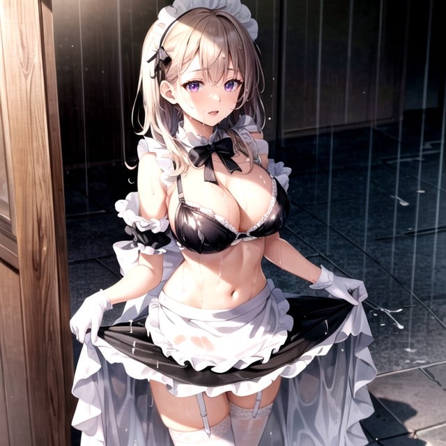 Maid, White Clothes, White Long Hair Hentai AI Porn