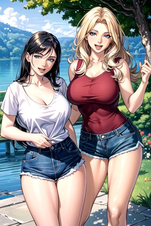 Jean Shorts, Lake, Comic AI Porn