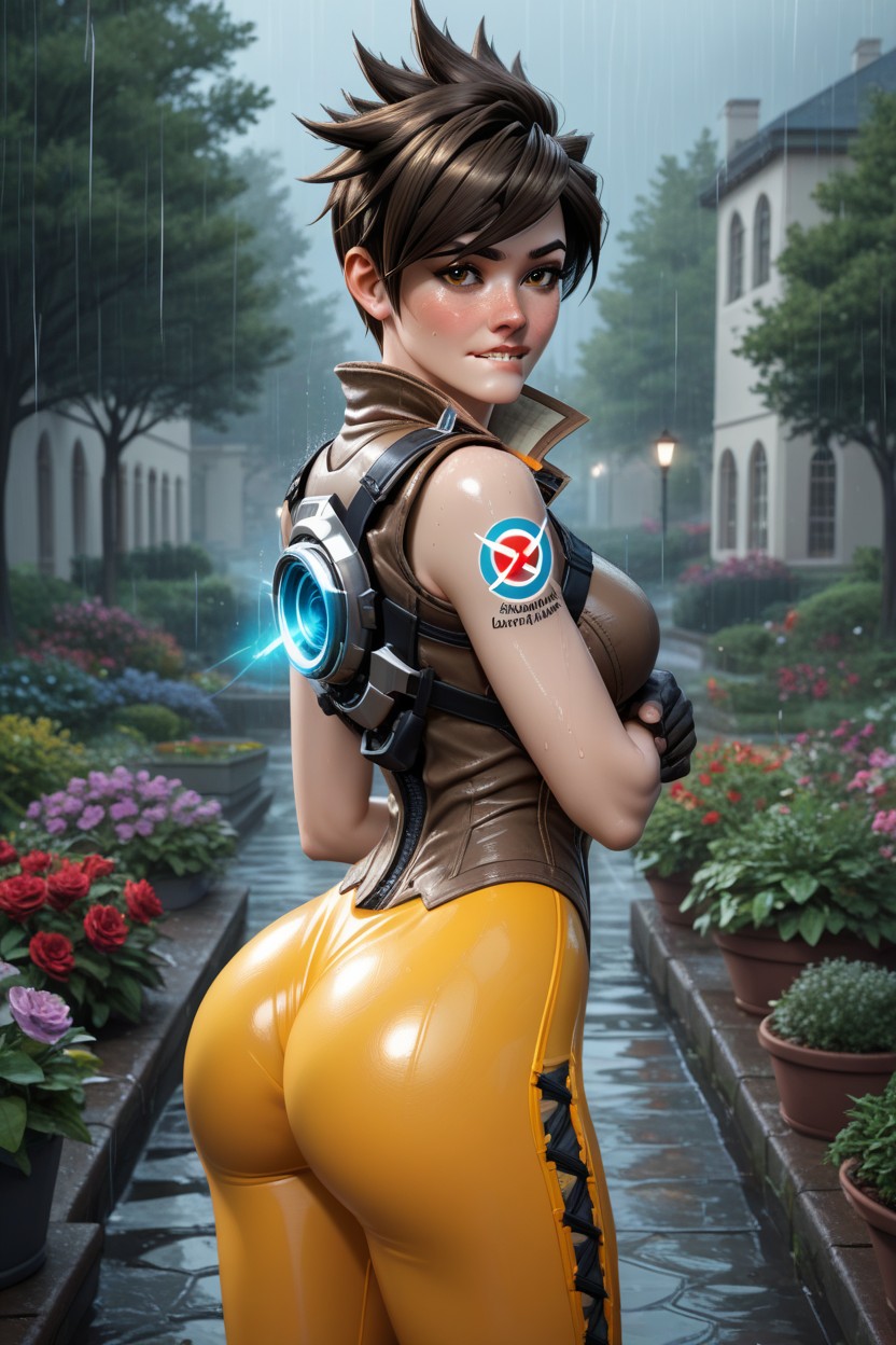 Tracer, Blushing, GardenPorno AI