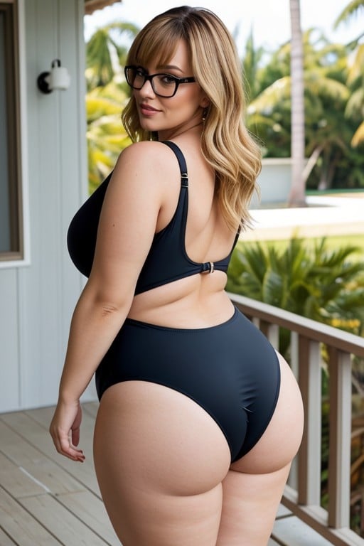 Swimsuit One Piece And Revealing, Swimsuit Tight On Stomach And Breasts, Front Pose AI Porn