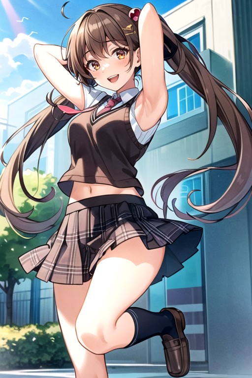 Arms Up, Crop Top, Iko Okiawa (magicami) AI Porn