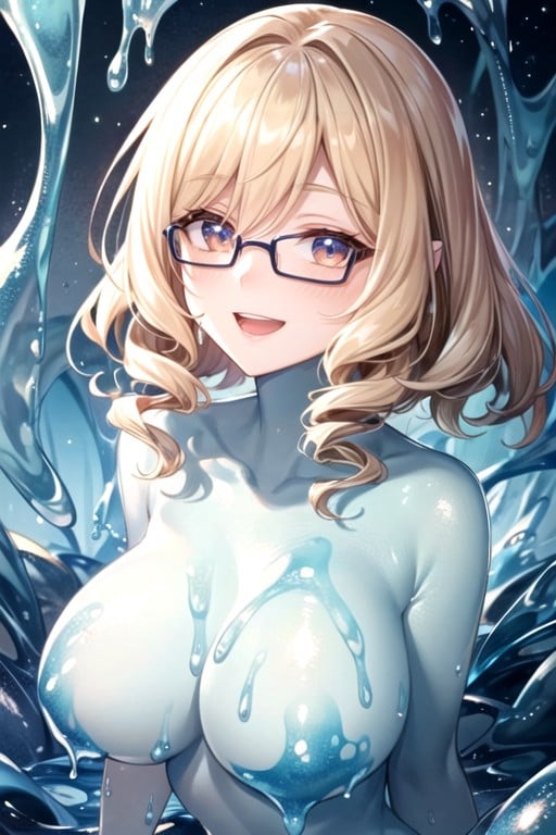 Slime Girl, Glasses, Cute AI Porn